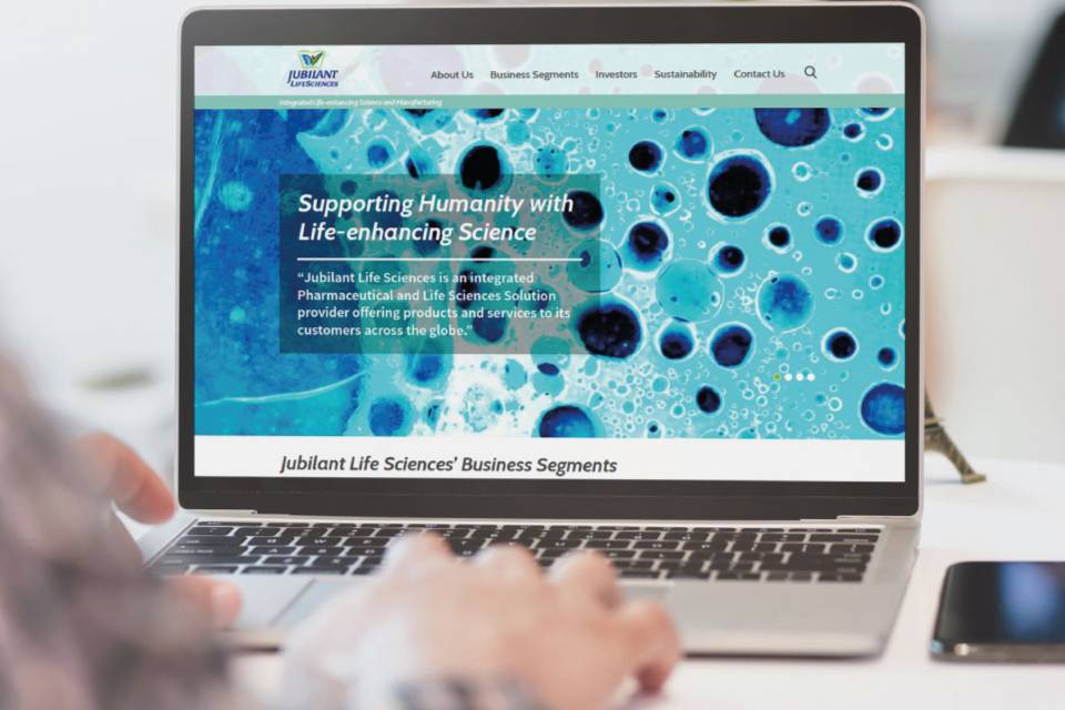 Jubilant Life Sciences Website desktop Mockup