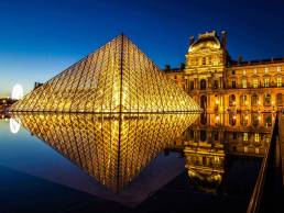 Louvre Museum Pyramid at night