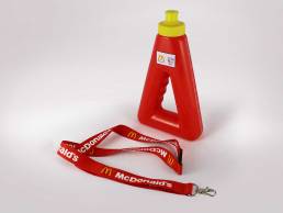 Red McDonalds Triangular Drinks Bottle & Red Lanyard