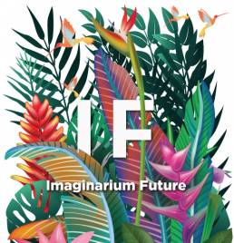Imaginarium Future Logo & Tropical Floral Background Graphic
